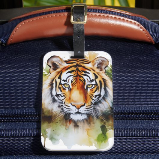 タイガーパステルフラワーズサファリウォーターカラーサバンナ ラゲッジタグ (正面インサイチュ2)
