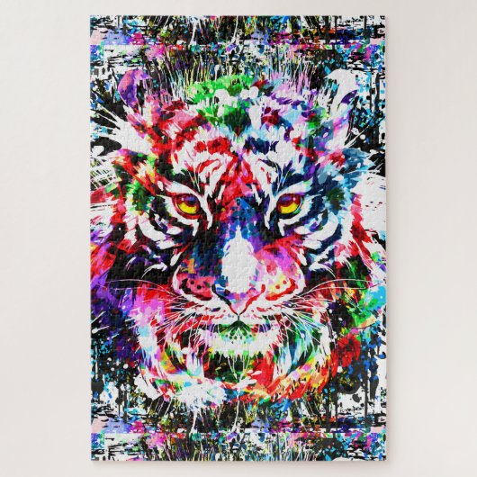 タイガーパズル |カラフルスケッチ |抽象芸術アート ジグソーパズル (縦)