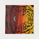 タイガーパターン動物のデザインフラットなテクスチャカラフル タペストリー (正面(横))