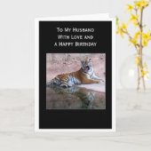 タイガーパーソナライズされた夫誕生日 カード (黄色い花)