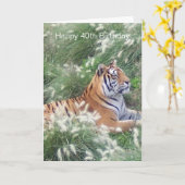 タイガーパーソナライズされた40歳の誕生日 カード (黄色い花)