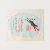 タイガーパーティー動物子供の誕生日歓迎 タペストリー (正面(横))