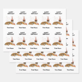 タイガーパーティー – 動物の誕生日パーティーボーイガール ラッピングペーパーシート