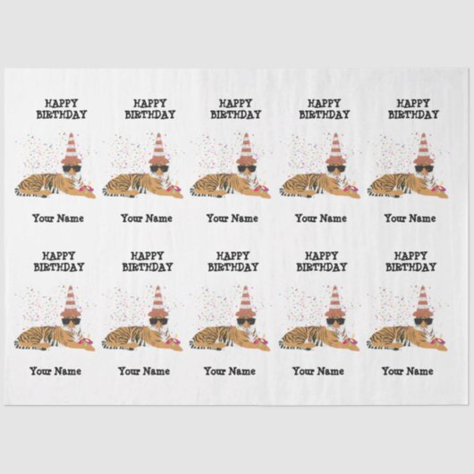 タイガーパーティー – 動物の誕生日パーティーボーイガール 薄葉紙 (正面)