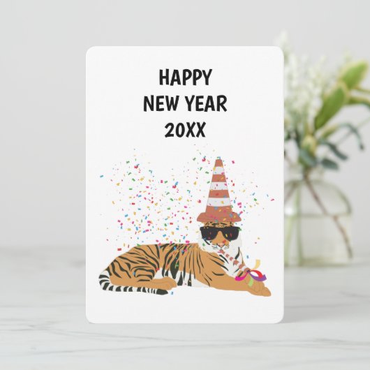 タイガーパートリング – 動物の休日の新年のカード シーズンカード (スタンド正面)