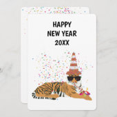 タイガーパートリング – 動物の休日の新年のカード シーズンカード (正面/裏面)