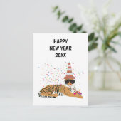 タイガーパートリング – 動物の休日の新年のカード シーズンポストカード (スタンド正面)