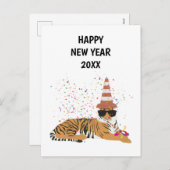 タイガーパートリング – 動物の休日の新年のカード シーズンポストカード (正面/裏面)