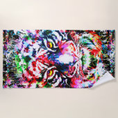 タイガービーチタオル |カラフルスケッチ | Tiger ビーチタオル (正面)