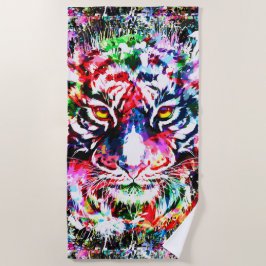 タイガービーチタオル |カラフルスケッチ | Tiger ビーチタオル