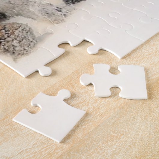 タイガーファミリーインウィンターランドスケープジグソーパズル ジグソーパズル (側面)