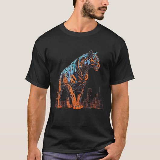 タイガーファンタジーアートワーク建築アートアニマルモティ Tシャツ (正面)