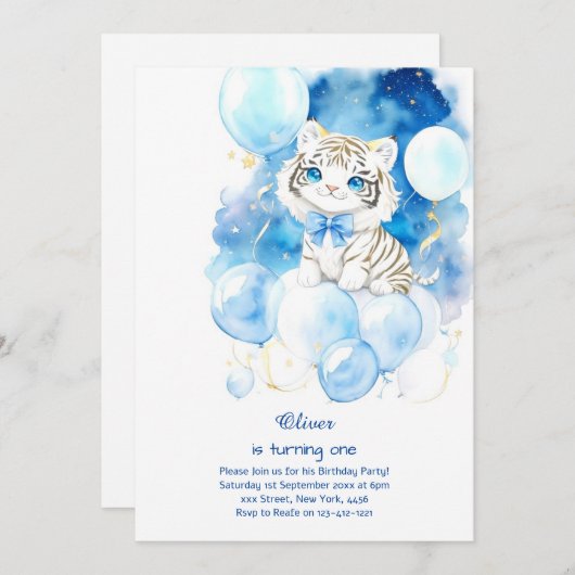 タイガーファースト誕生日招待状 招待状 (正面/裏面)