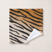 タイガーファーリアリスティックアニマルプリントグレーモノグラム バスタオルセット (ウォッシュタオル)