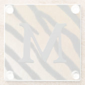 タイガーファーリアリスティックアニマルプリント モノグラムの ガラスコースター (裏面)