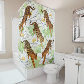 タイガーフラワーの水の色の模様シャワーカーテン シャワーカーテン (インサイチュ)