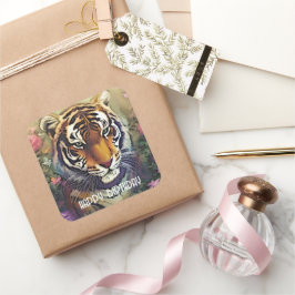 タイガーフラワーカスタム文字シール スクエアシール