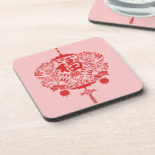 タイガーフーフォーチュンランタン形状のペーパーカッティング コースター (左側)