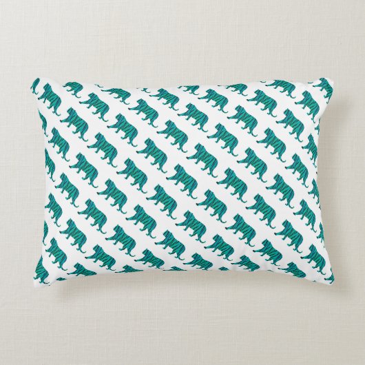 タイガーブラックとターコイズのシルエット アクセントクッション (正面)