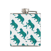 タイガーブラックとティール（緑がかった色）シルエット フラスク (裏面)