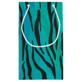タイガーブラックとティール（緑がかった色）プリント スモールペーパーバッグ (裏面)