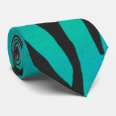 タイガーブラックとティール(緑がかった色)プリント ネクタイ (ロール)