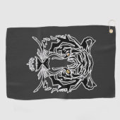 タイガーブラックとホワイト顔Tシャツフード付きスウェットシャツ ゴルフタオル (横)