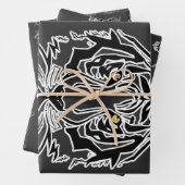 タイガーブラックとホワイト顔Tシャツフード付きスウェットシャツ ラッピングペーパーシート (インサイチュ)