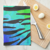 タイガーブラックアンドレインボープリント キッチンタオル (四つ折り)