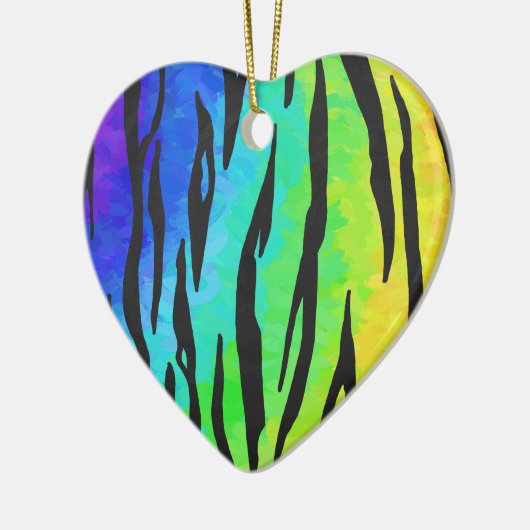 タイガーブラックアンドレインボープリント セラミックオーナメント (左)