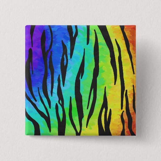 タイガーブラックアンドレインボープリント 缶バッジ (正面)