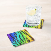 タイガーブラックアンドレインボー物 スクエアペーパーコースター (インサイチュ)