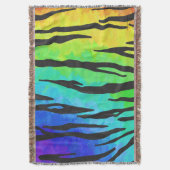 タイガーブラックアンドレインボー物 スローブランケット (正面縦)