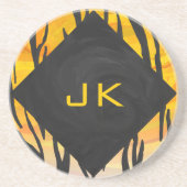 タイガーブラック&オレンジプリント コースター (正面)