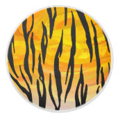 タイガーブラック&オレンジプリント セラミックノブ (正面)