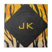 タイガーブラック&オレンジプリント タイル (正面)