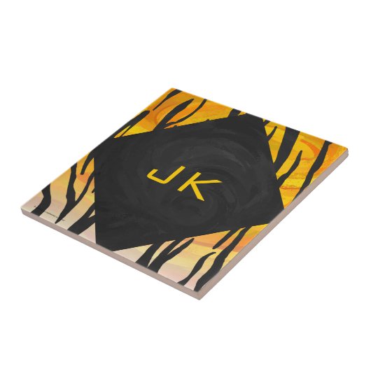 タイガーブラック&オレンジプリント タイル (側面)