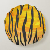 タイガーブラック&オレンジプリント ラウンドクッション (裏面)