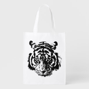 タイガーブラック&ホワイトアーポップ・アートのトのモチベーション エコバッグ