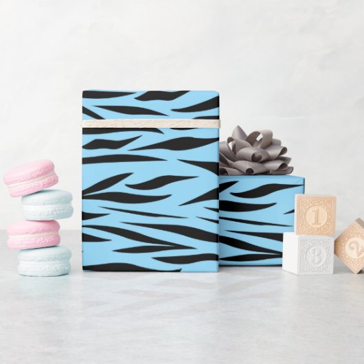 タイガープリントのお父さんの日ライトブルーシームレス ラッピングペーパー (ベビーシャワー)