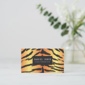 タイガープリントパターンブラックカスタム金ゴールド 名刺 (スタンド正面)