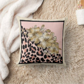 タイガープリントマウヴとアイボリー花装飾用クッション クッション (ブランケット)