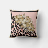 タイガープリントマウヴとアイボリー花装飾用クッション クッション (裏面)