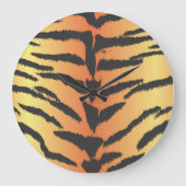 タイガープリント、タイガーストライプアニマルプリント、ジャングル ラージ壁時計 (正面)