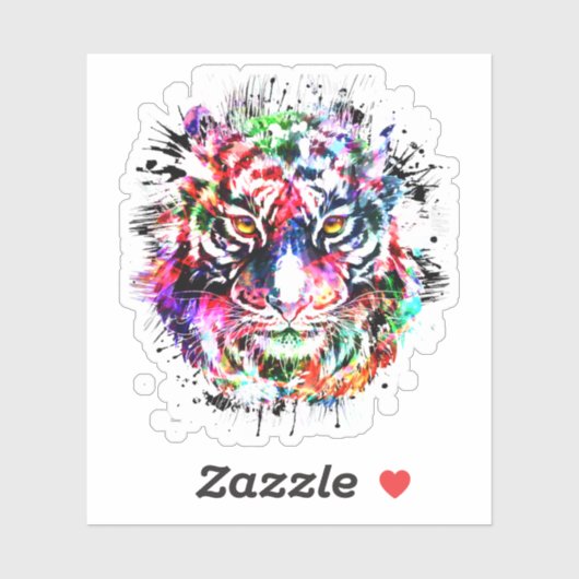 タイガーヘッドのステッカーカラフル- Tiger Sticker シール (シート)