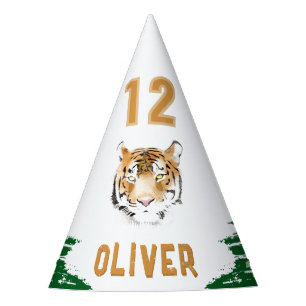 タイガーヘッドウォーターカラージャングル誕生日 パーティーハット