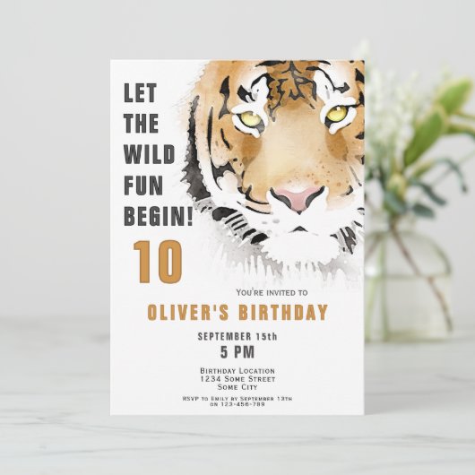 タイガーヘッドウォーターカラーバースデーパーティー 招待状 (スタンド正面)