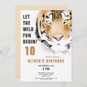 タイガーヘッドウォーターカラーバースデーパーティー 招待状 (正面/裏面)