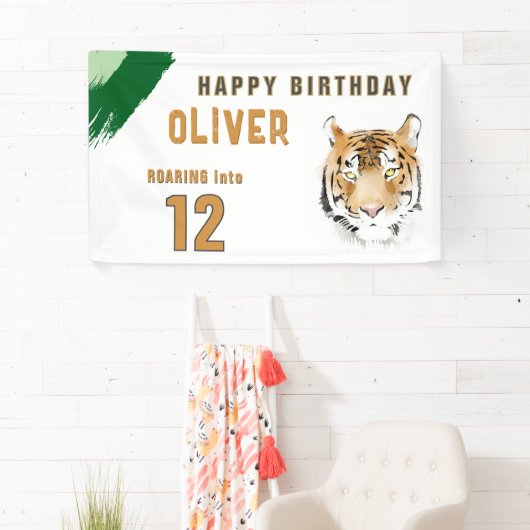 タイガーヘッドウォーターカラーバースデーパーティー 横断幕 (インサイチュ)