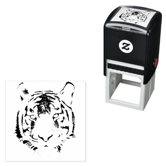 タイガーヘッドウォーターカラービッグワイルドキャットアニマル セルフインキングスタンプ (インサイチュ)
